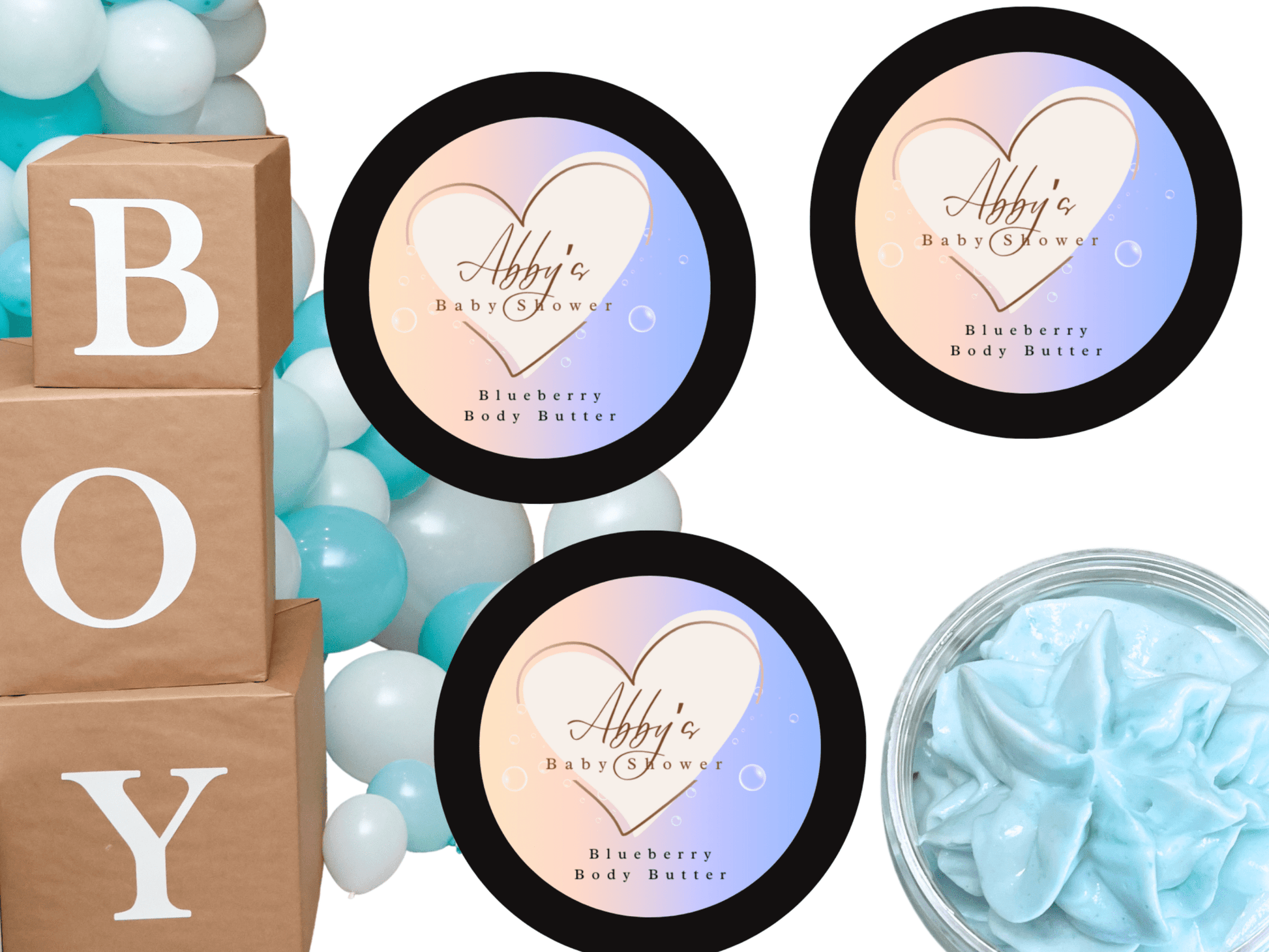 Personalized Blue Baby Shower Favors ~ Whipped Body Butter - Whipped Up Bath & Body Personalized Blue Baby Shower Favors ~ Whipped Body Butter - Whipped Up Bath & Body