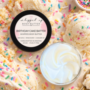 Whipped Birthday Cake Batter Body Butter by My Store, creamy and luxurious moisturizer with a cake batter scent, in a jar.