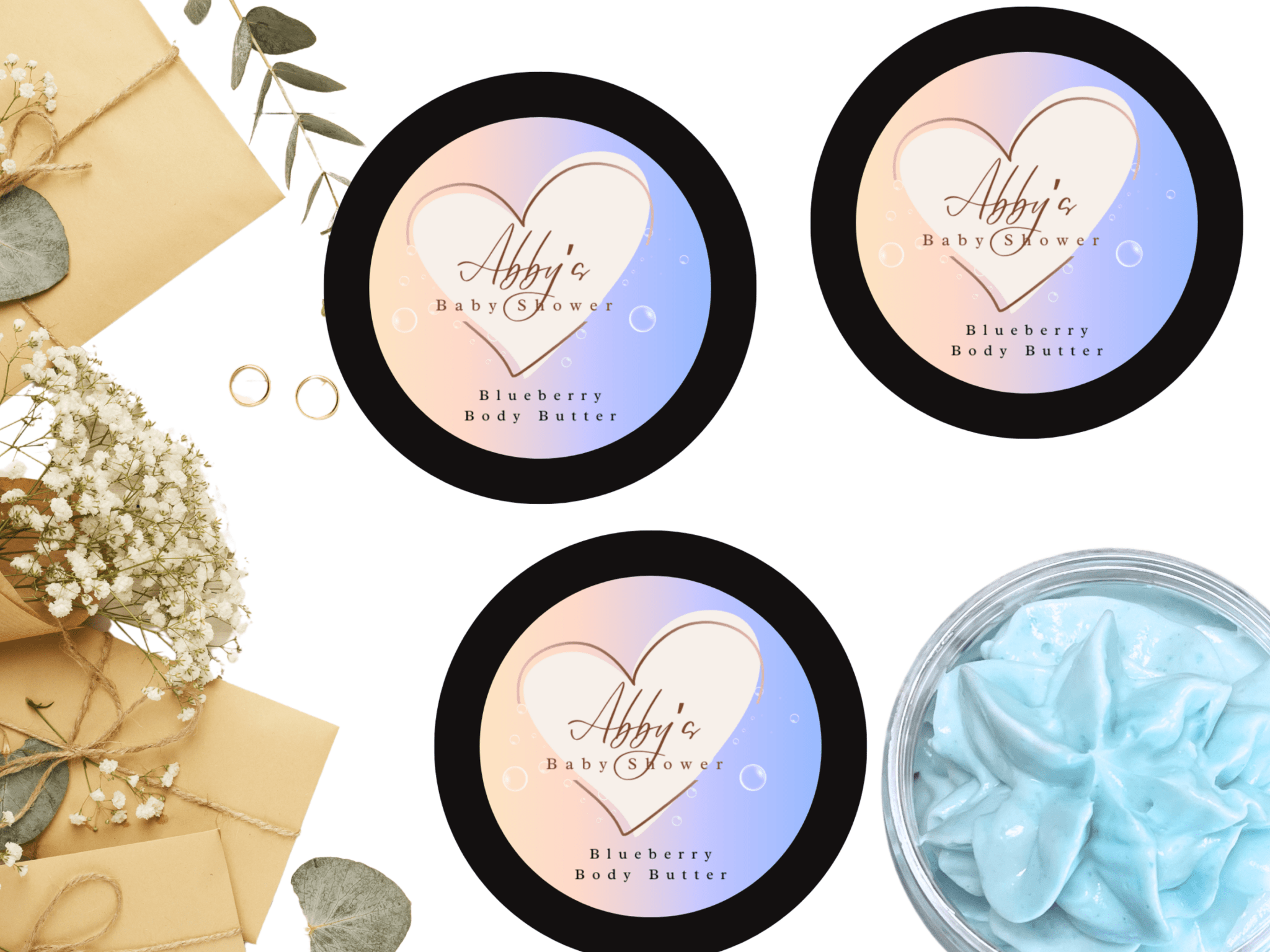 Personalized Blue Baby Shower Favors ~ Whipped Body Butter - Whipped Up Bath & Body